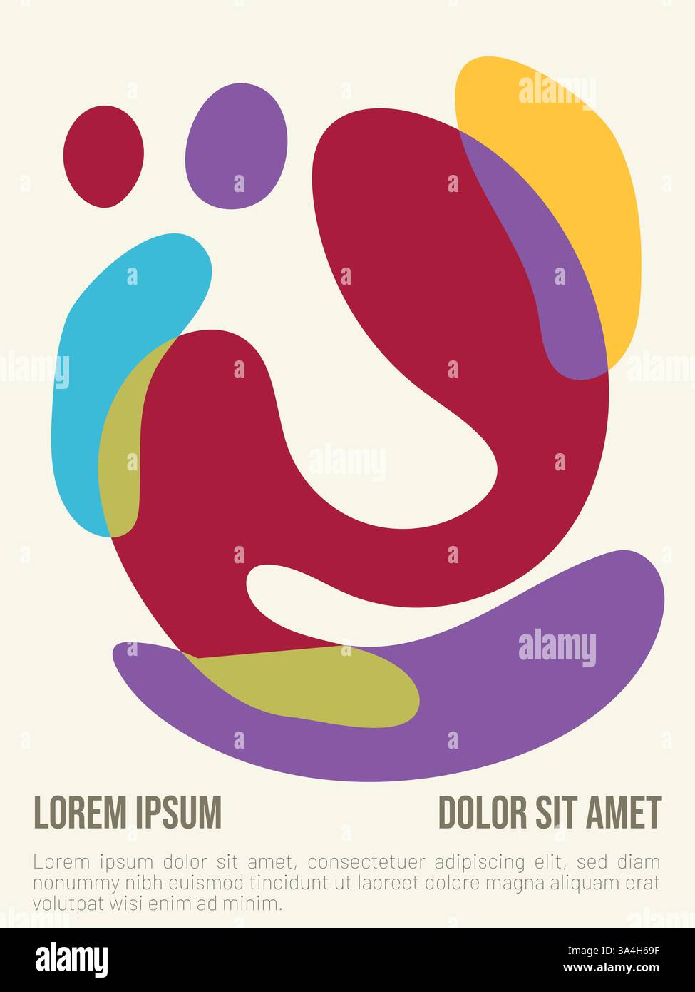 Fluid Geometry of Summer concept. abstract bauhaus style summer poster template with sample text vector illustration Stock Vector