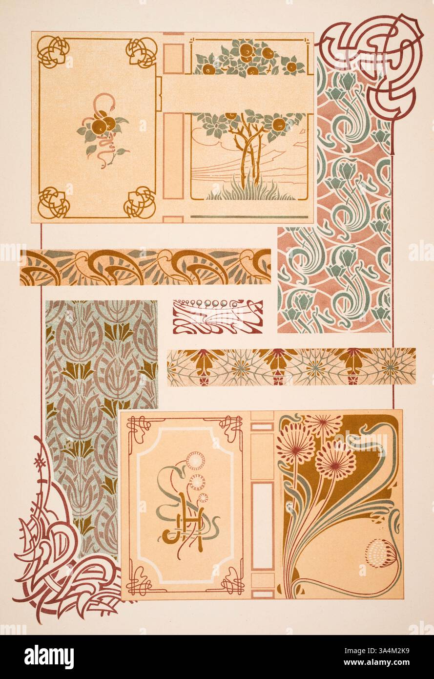 Buchdecken und Vorsatzpapier, book covers and endpapers, art nouveau ...
