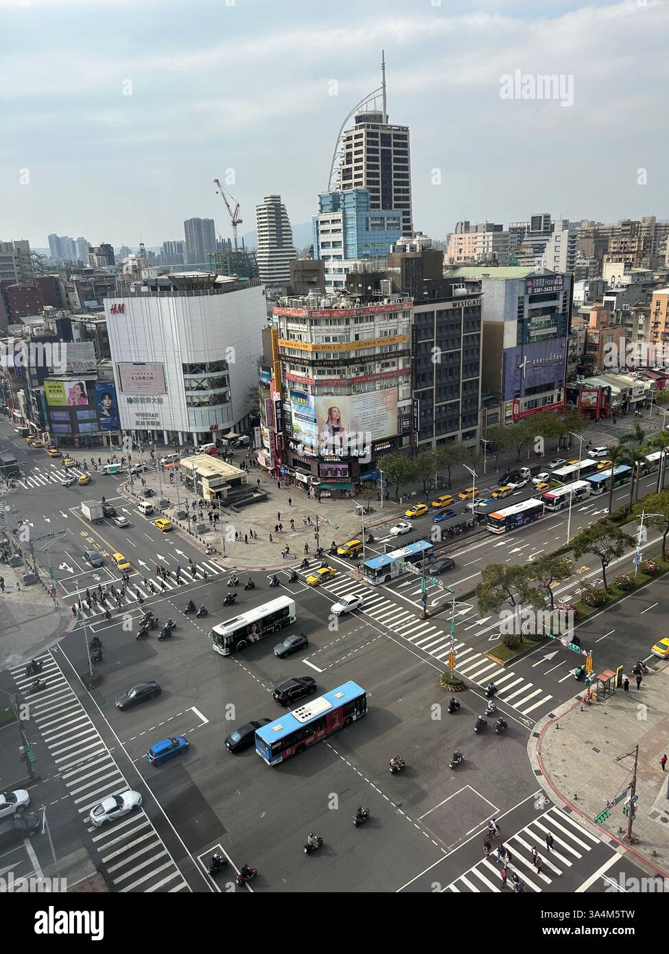 Taipei, Taiwan, High Angle, Cityscape, Tourist Area, (Ximen, Ximending) Walking District, Street Scenes, Busy City Center - Smartphone Captured Stock Image