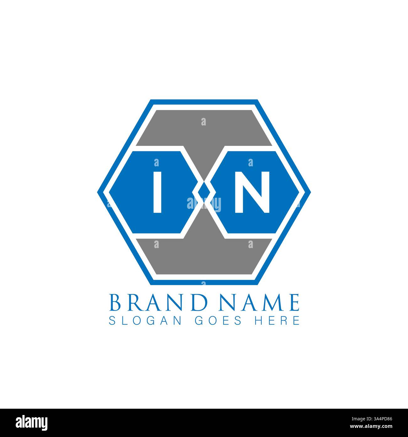 IN Unique modern flat abstract geometric initials vector letter logo design. IN monogram logo. Stock Vector