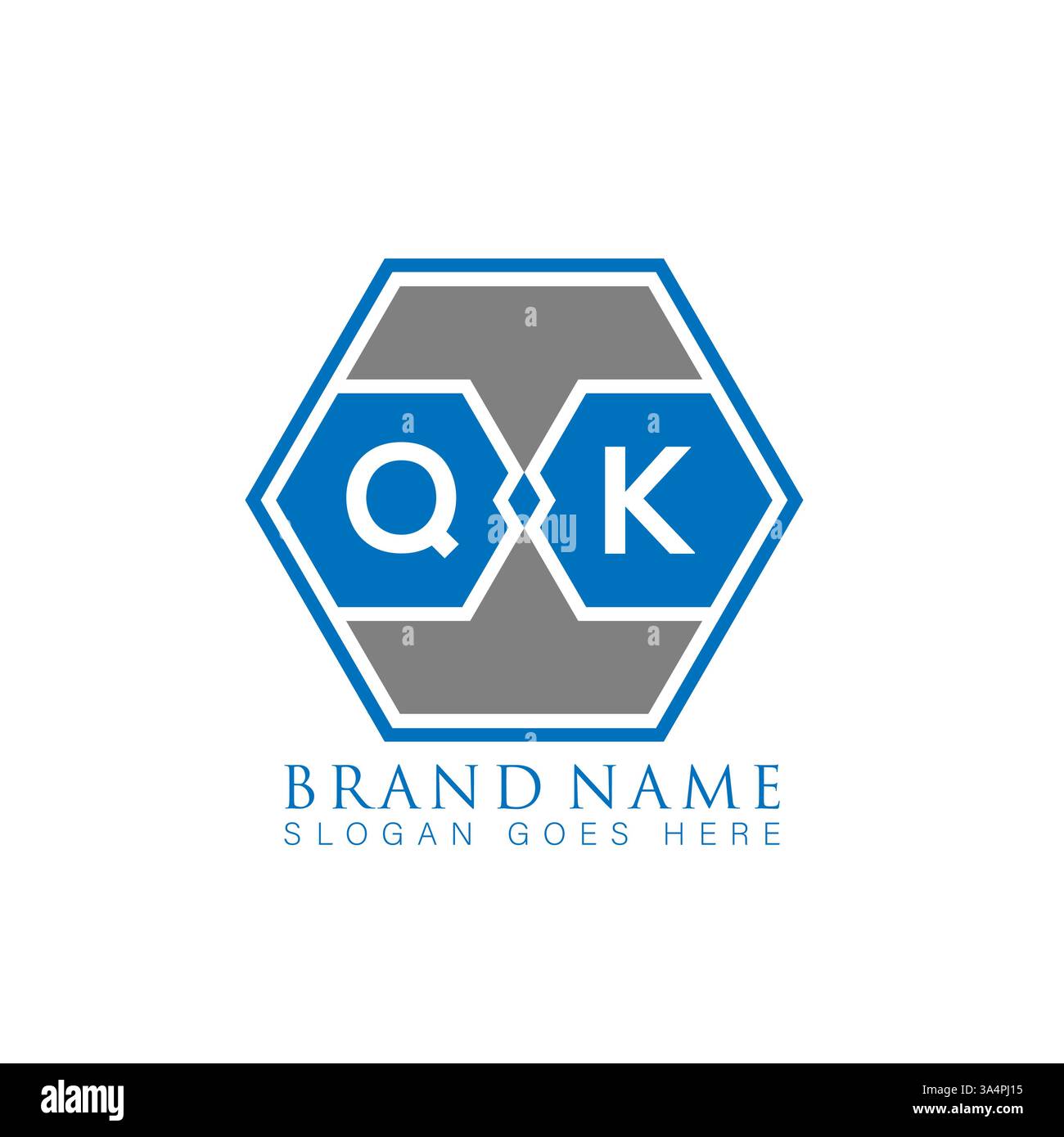 QK Unique modern flat abstract geometric initials vector letter logo design. QK monogram logo. Stock Vector