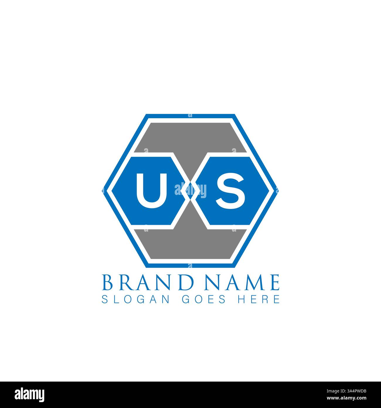 US Unique modern flat abstract geometric initials vector letter logo design. US monogram logo. Stock Vector
