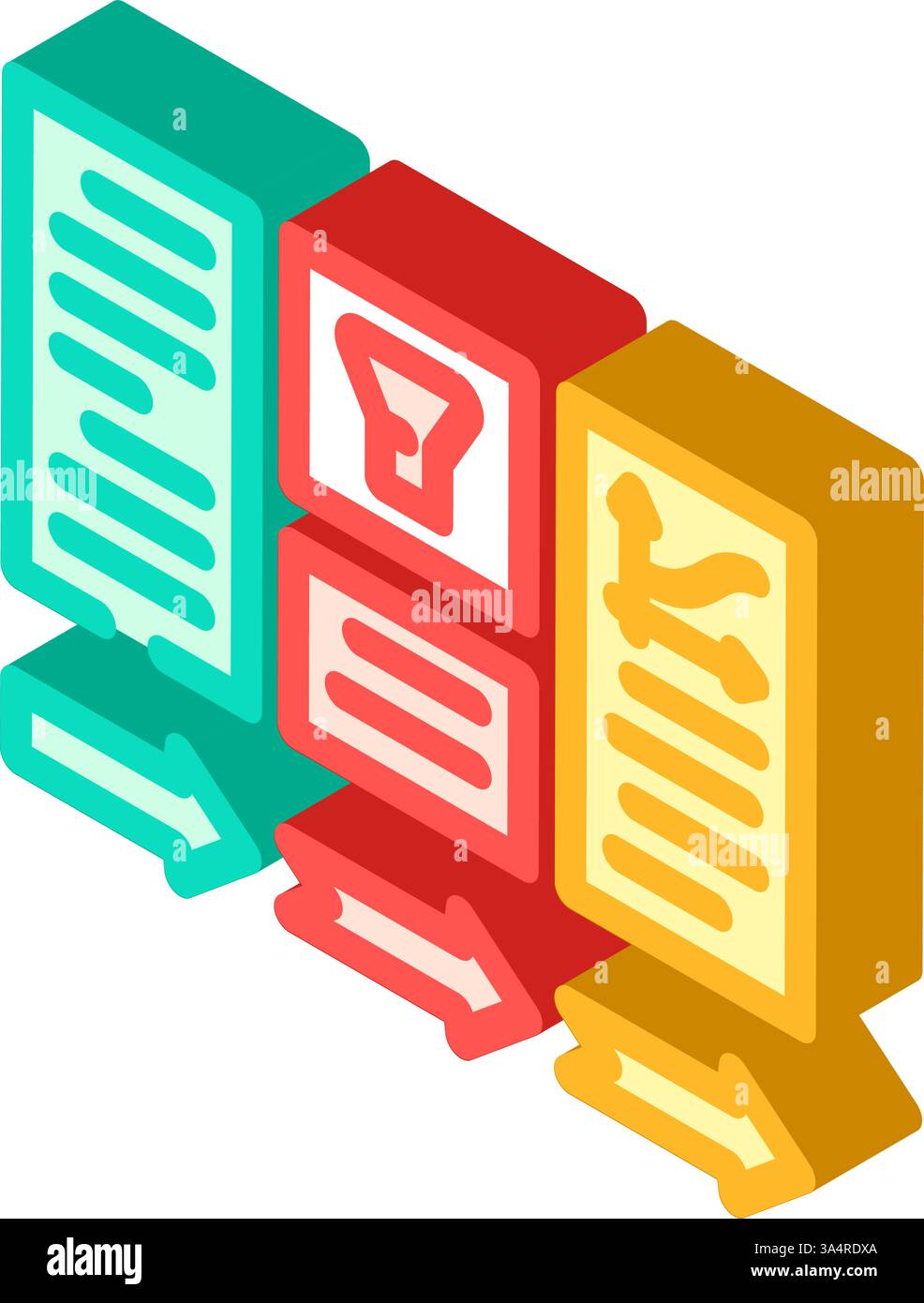 data processing pipeline ai integration isometric icon vector ...