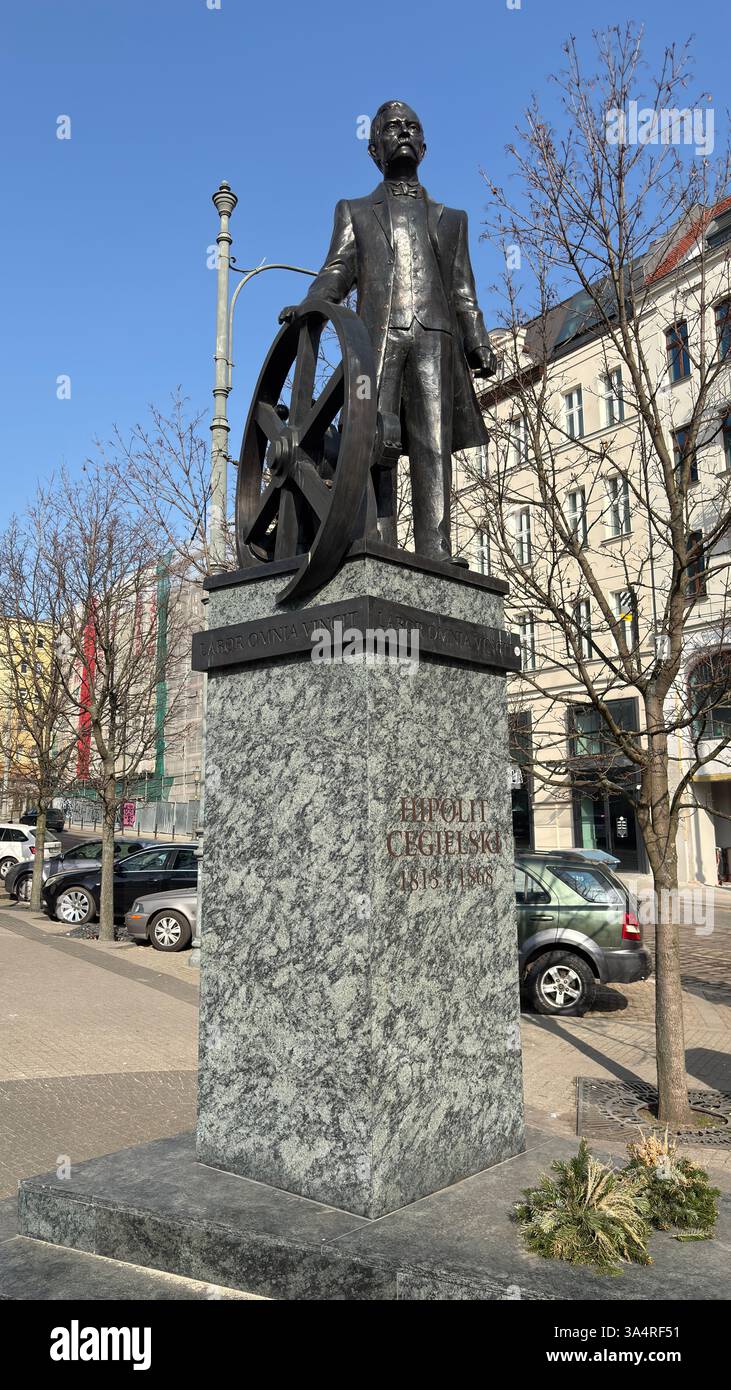 Monument to Hipolit Cegielski in Poznań. Tourist destination location famous old buildings in Polski city centre Poznań. Pomnik Hipolita Cegielskiego - Smartphone Captured Stock Image
