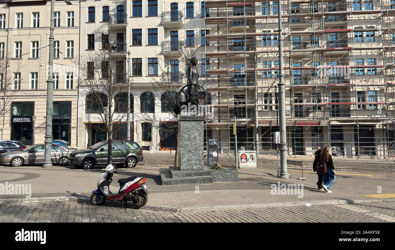 Monument to Hipolit Cegielski in Poznań. Tourist destination location famous old buildings in Polski city centre Poznań. Pomnik Hipolita Cegielskiego - Smartphone Captured Stock Image