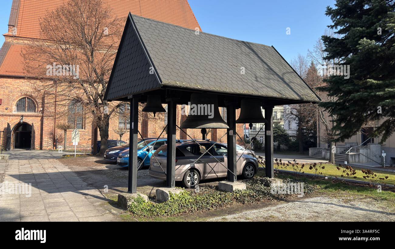 Old Church Bells in building beside St. Martin Church in the Polish city of Poznan. Tourist destination location famous old buildings in Polski city - Smartphone Captured Stock Image