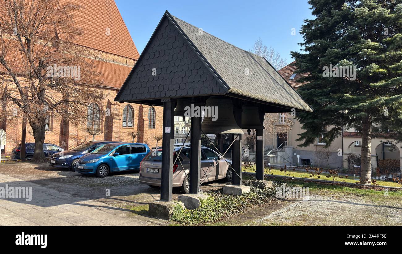Old Church Bells in building beside St. Martin Church in the Polish city of Poznan. Tourist destination location famous old buildings in Polski city - Smartphone Captured Stock Image