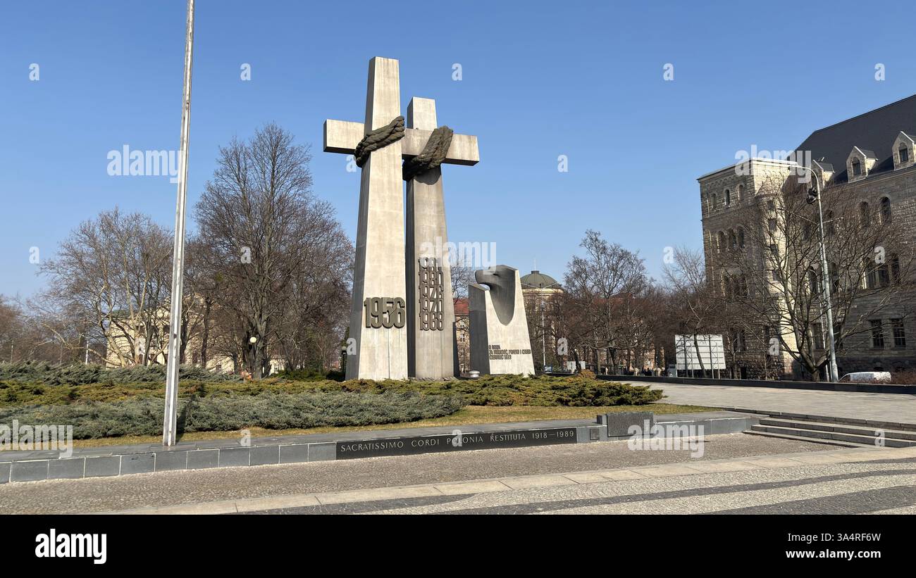 Monument to the Victims of June 1956 (Pomnik Ofiar Czerwca 1956). Tourist destination location famous old buildings in Polish city centre Poznań. Monu - Smartphone Captured Stock Image