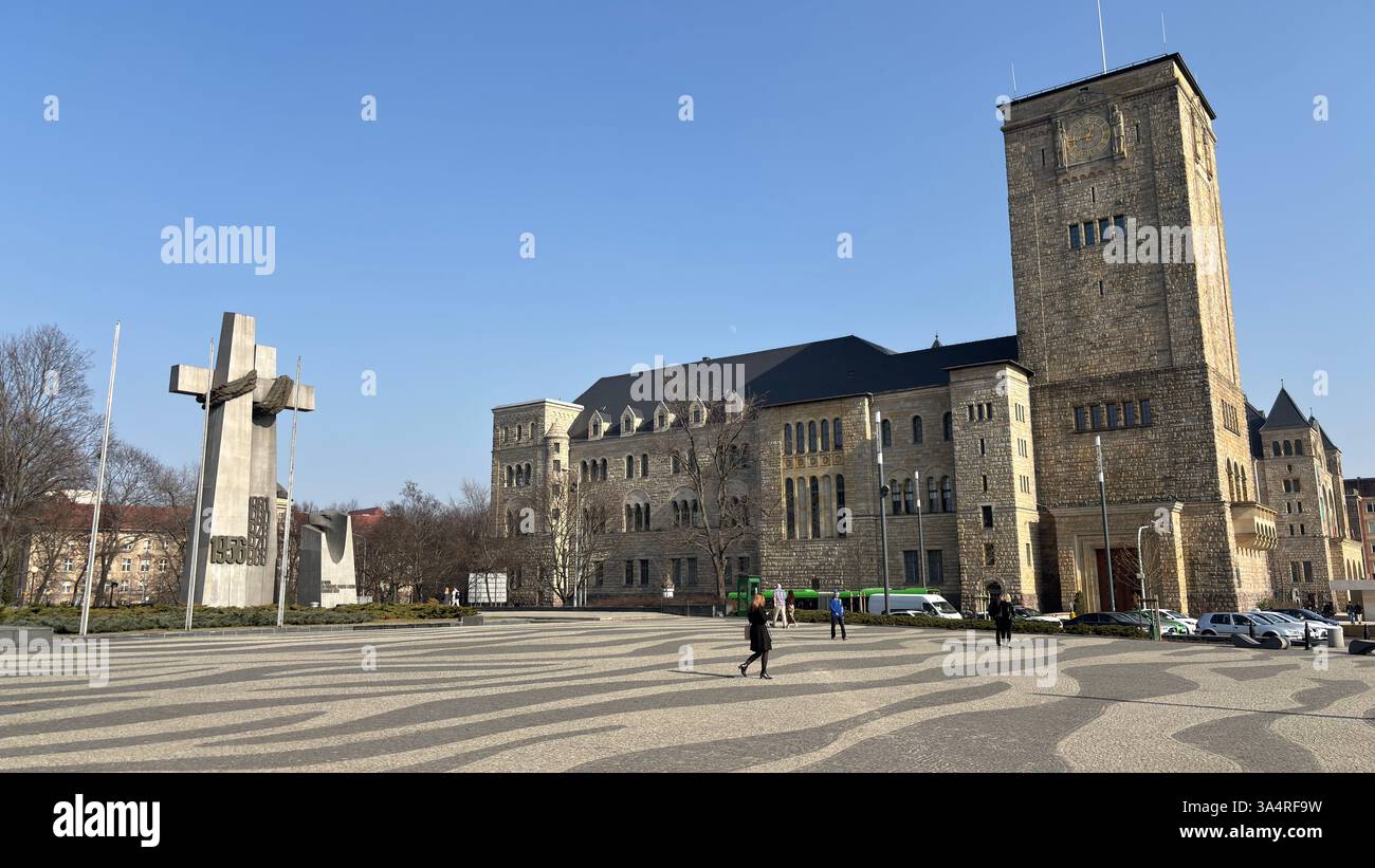Adam Mickiewicz Square (Plac Adama Mickiewicza w Poznaniu). Collegium Minus. Location in Poznan. Tourist destination place famous old buildings in Pol - Smartphone Captured Stock Image