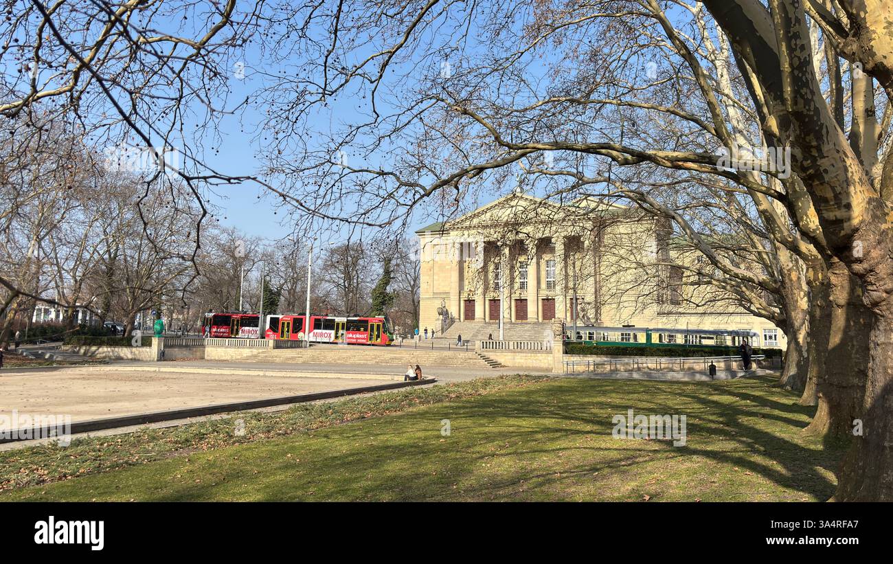 Adam Mickiewicz Park (Park Mickiewicza). Location in Poznan. Tourist destination place famous old buildings in Polish city centre Poznań - Smartphone Captured Stock Image