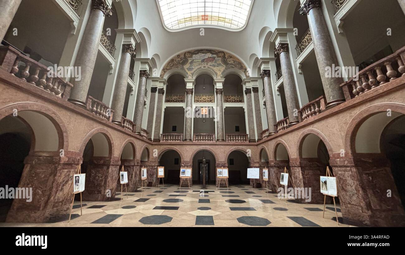 Interior view of the Poznan University of Medical Sciences (Uniwersytet Medyczny im. Karola Marcinkowskiego w Poznaniu) location famous old buildings - Smartphone Captured Stock Image
