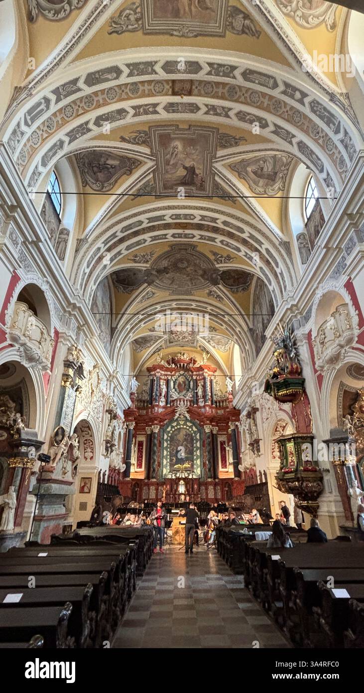 Poland - March 10th 2025: Interior view Church of St. Anthony of Padua in Poznan. Tourist destination location famous old religious buildings Polish - Smartphone Captured Stock Image