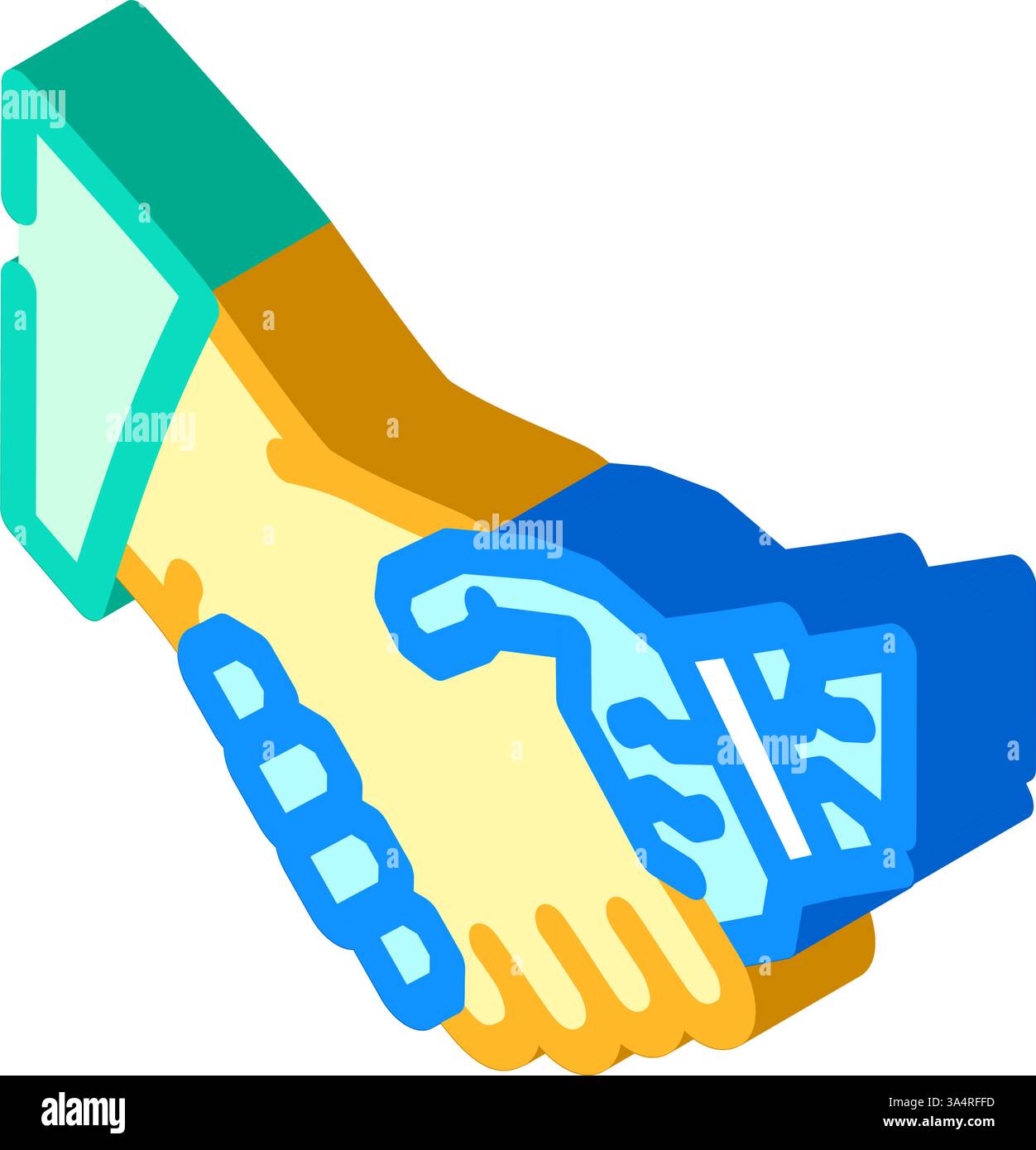 human and robot handshake ai integration isometric icon vector ...