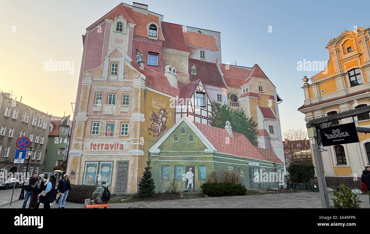 Beautiful old buildings in the Polish city of Poznan. Tourist destination location famous old buildings in Polski city centre Poznań - Smartphone Captured Stock Image