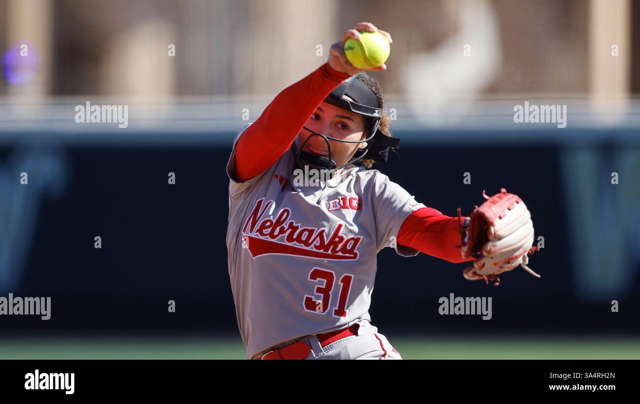 Nebraska pitcher Kylee Magee (31) during an NCAA college softball game ...