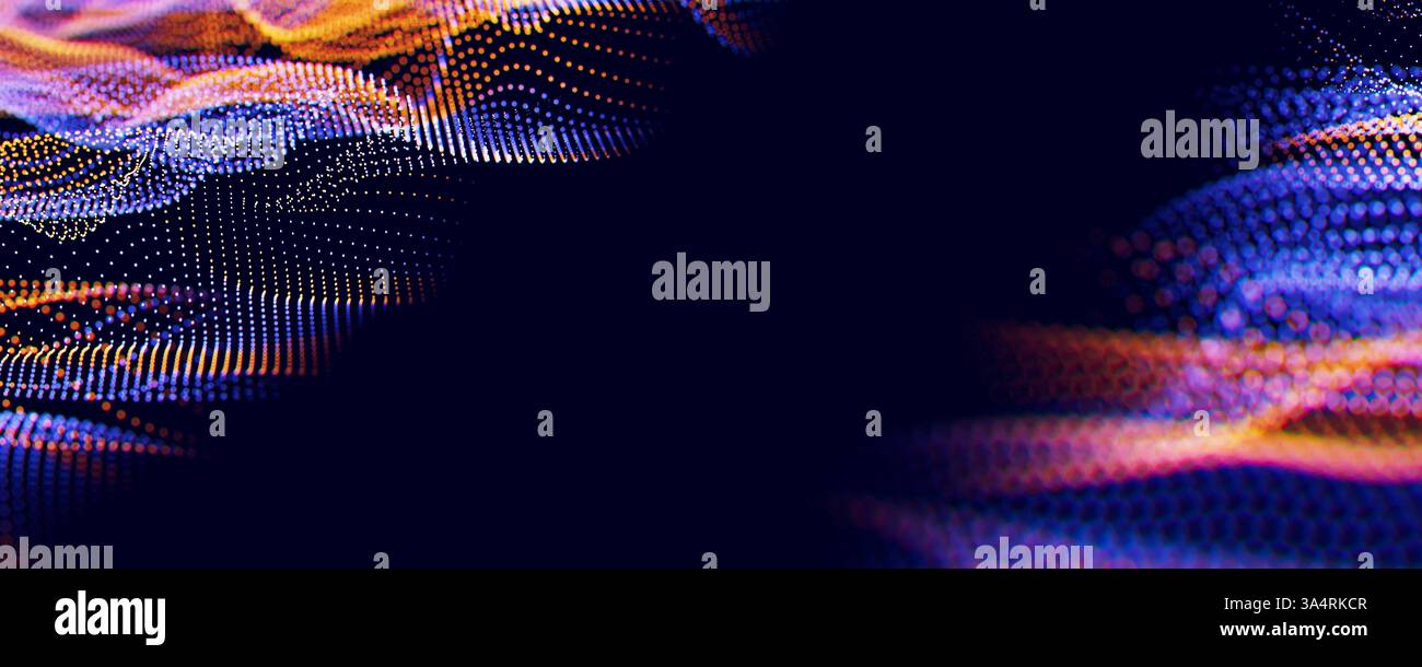 Abstract wave of particles. Big data digital flow concept. LLM learning ...