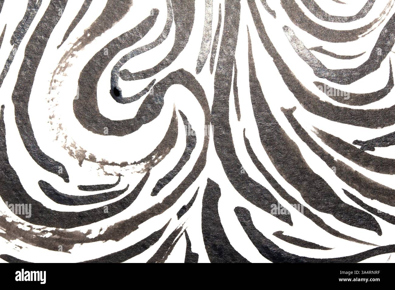 Thick Ink Pen Black Swirly Wavy Lines on White Background Zebra Skin ...