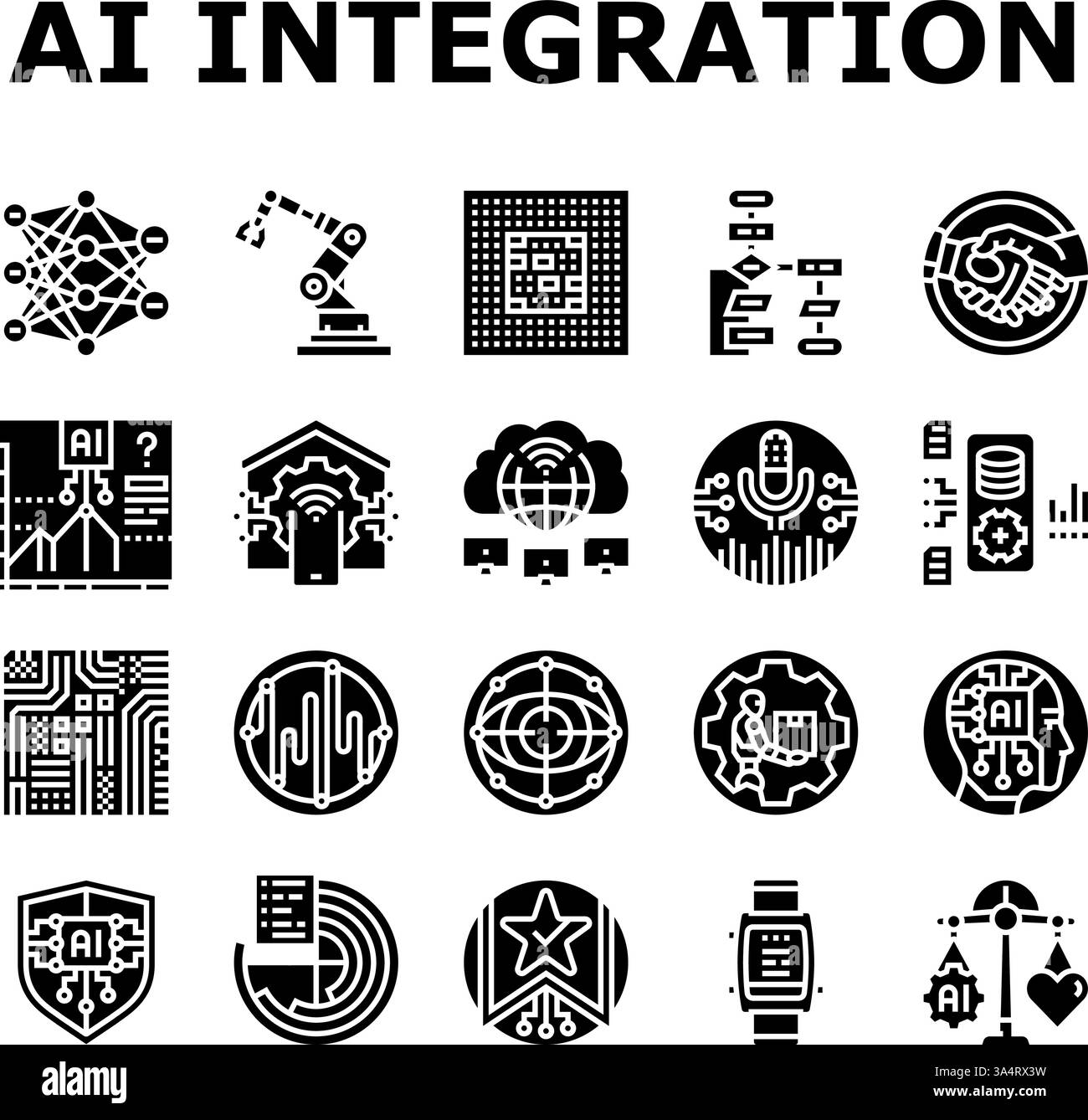 ai integration automation icons set vector Stock Vector Image & Art - Alamy