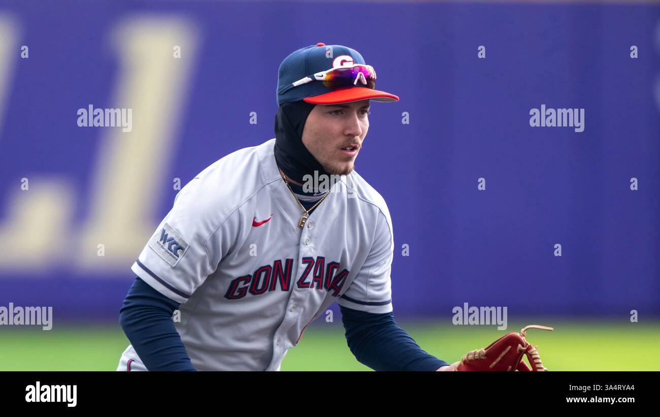 Gonzaga third baseman josh hankins is pictured during an ncaa baseball game against washington on sunday march in seattle gon