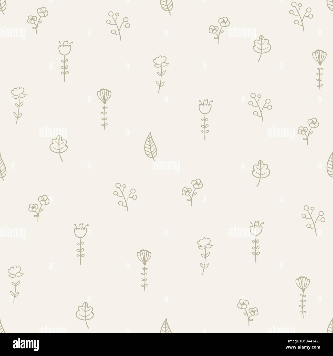 Minimalist Hand-Drawn Wildflower Pattern – Delicate Botanical Line Art ...