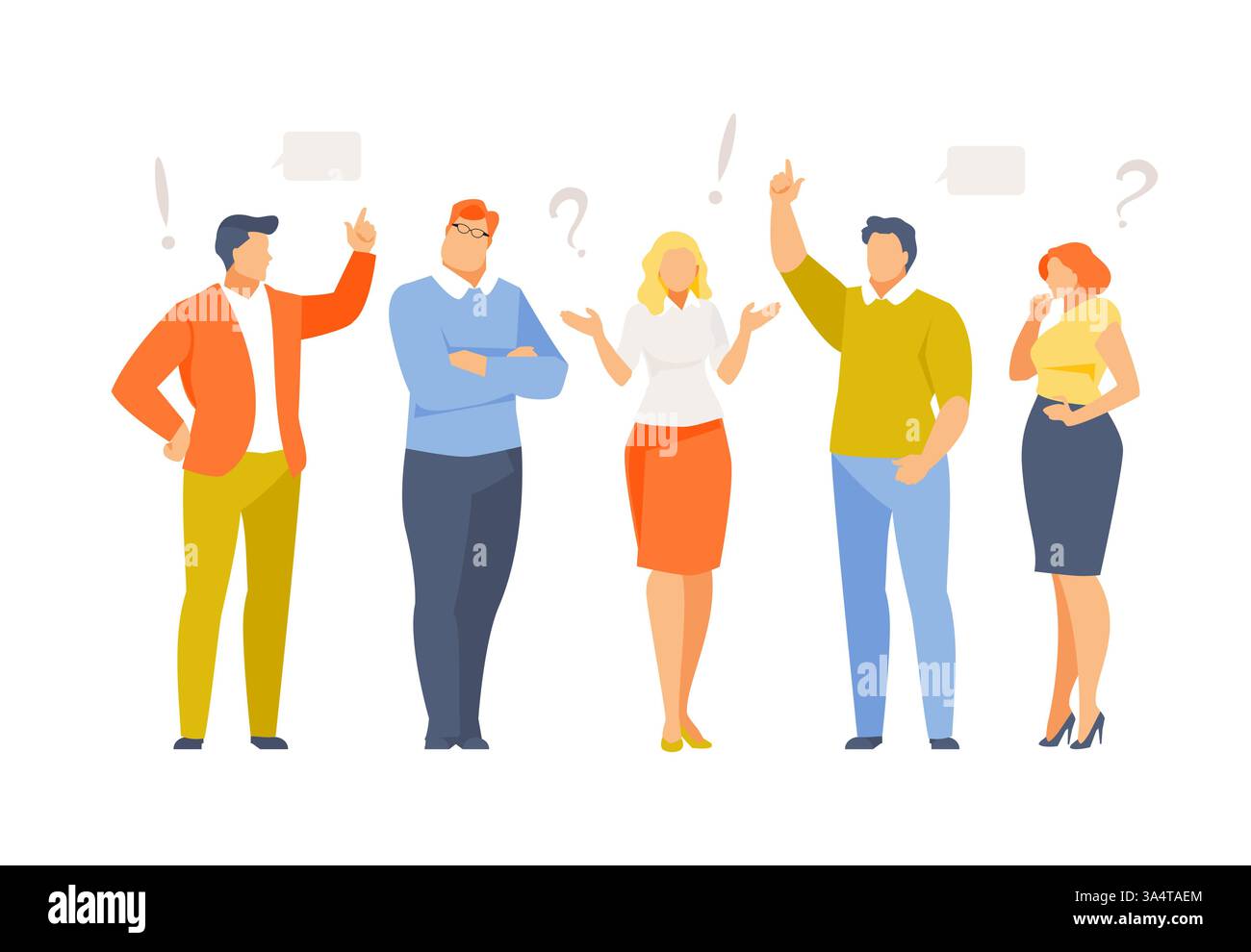 Group of communicating business people. Discussion, problem solving ...