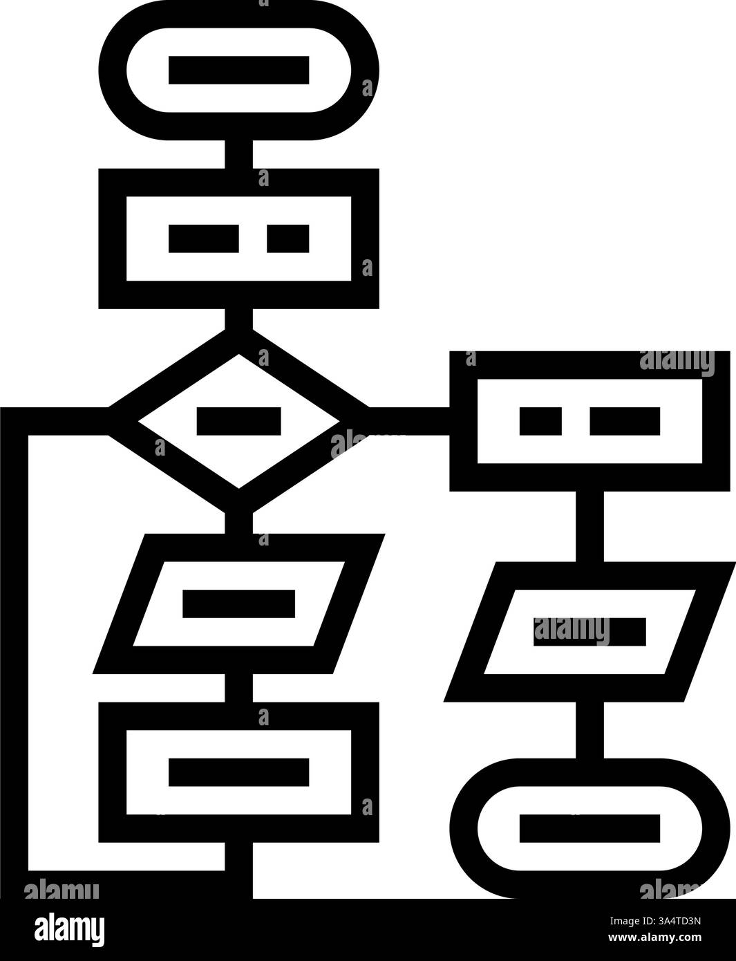 algorithm flowchart ai integration line icon vector illustration Stock ...