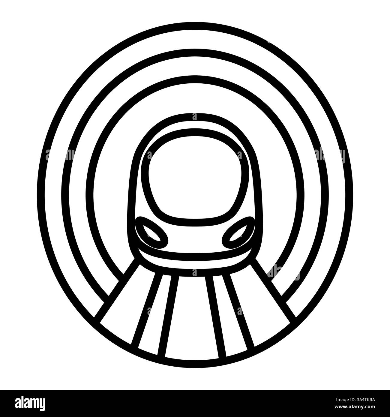 High speed Hyperloop train logo inside a tunnel. Black and white linear icon. Editable. Stock Vector