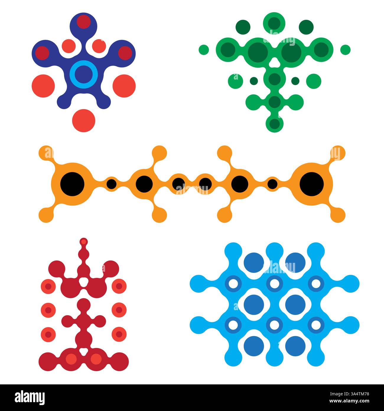 Vector Metaball Connect Dot Set. Molecule chain. Circle Shapes. Abstract Geometric Dots. Morphing Blob for Pattern, Sticker, Badge, Poster, Web Design Stock Vector