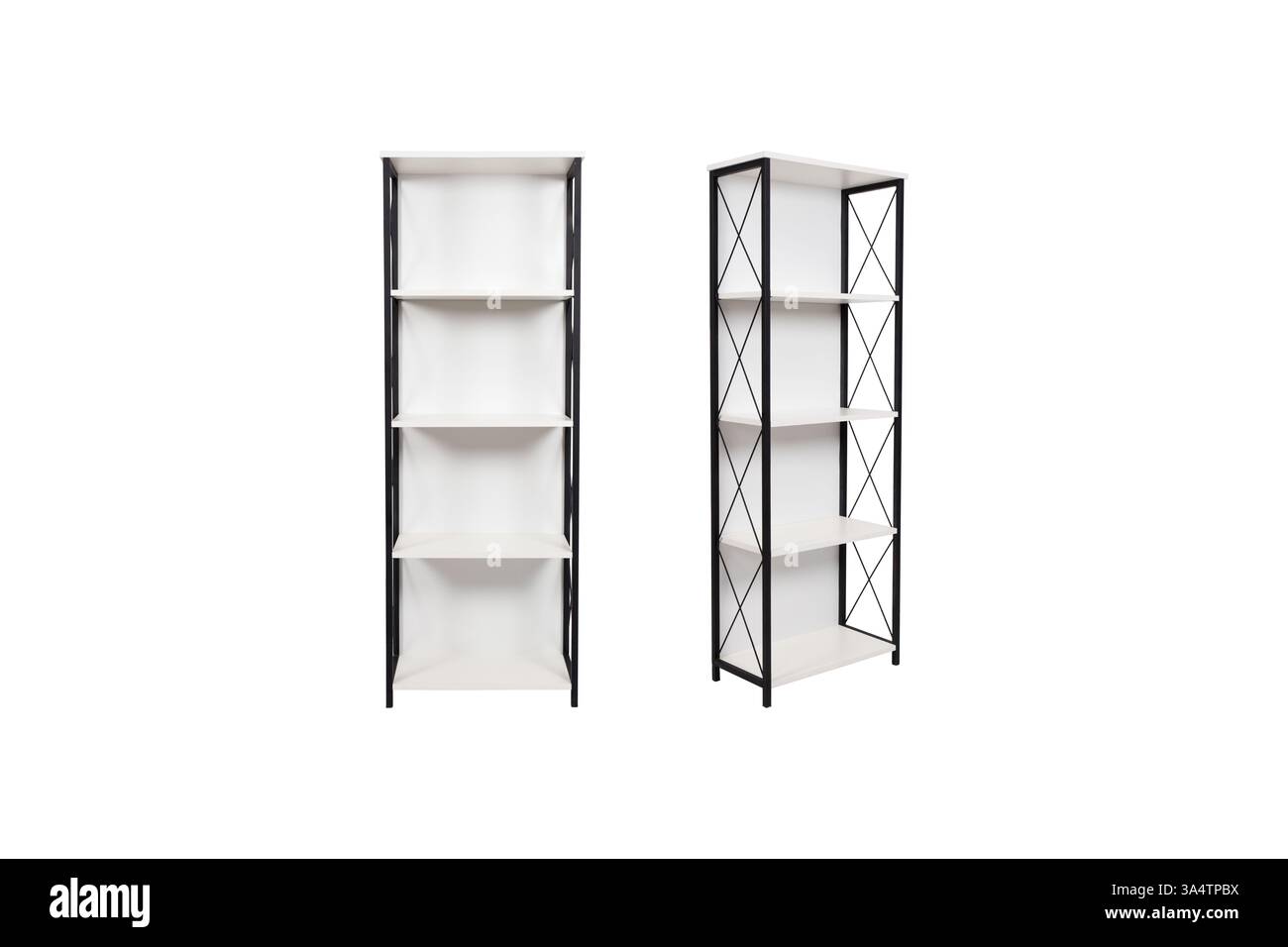Modern industrial bookshelf with black metal frame and white geometric ... - Offering A Stylish And