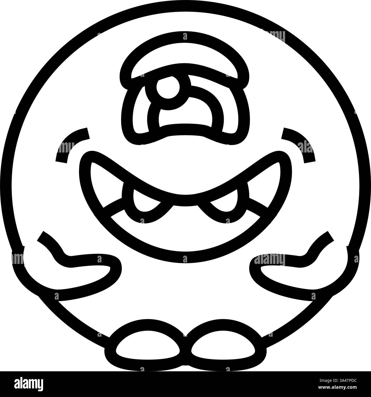 round shaped monster cute line icon vector illustration Stock Vector ...
