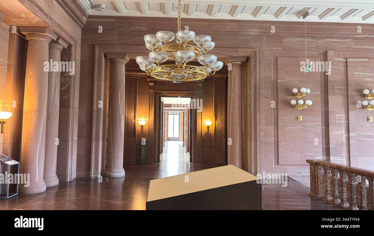 Interior view of the Imperial Palace Castle in Poznan. Tourist destination location famous old buildings in Polish city centre - Smartphone Captured Stock Image