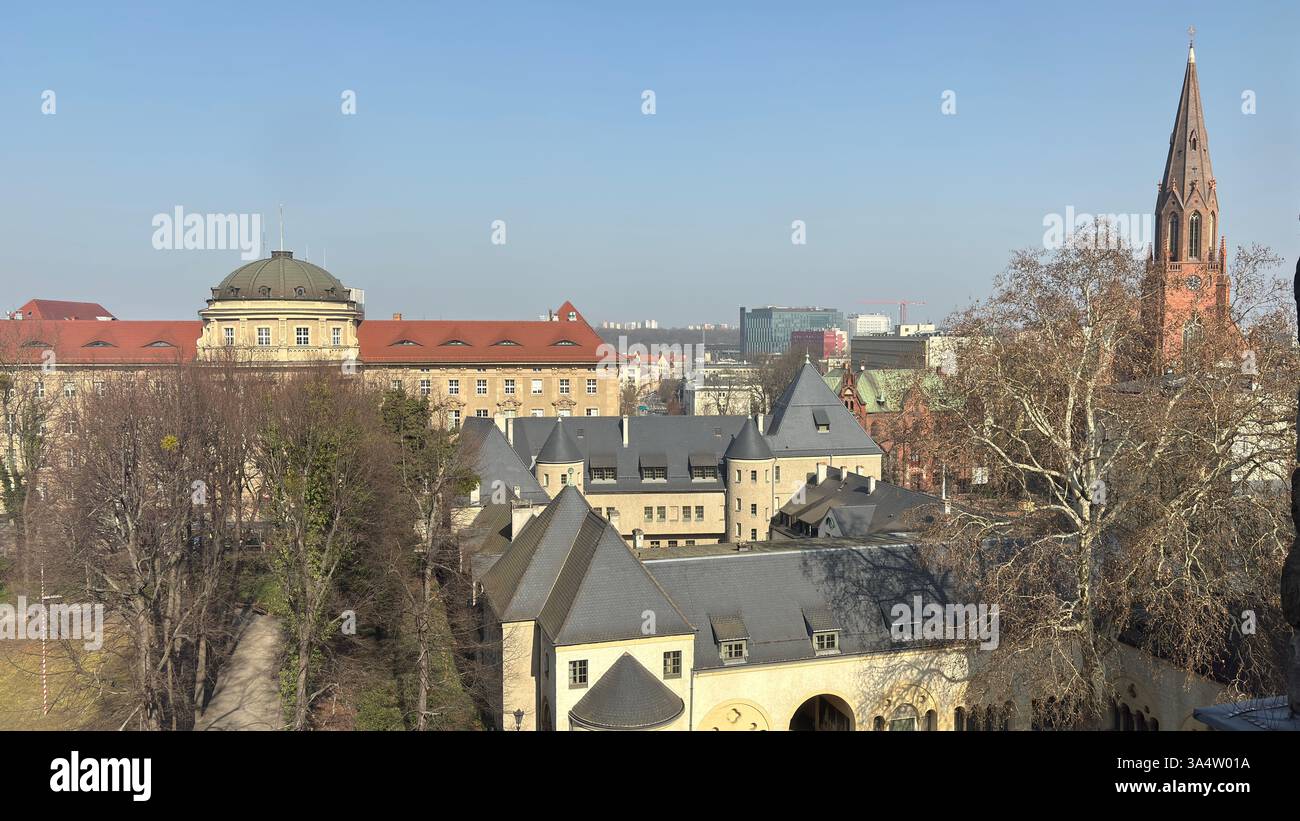 Beautiful old buildings in the Polish city of Poznan. Tourist destination location famous old buildings in Polski city centre Poznań - Smartphone Captured Stock Image