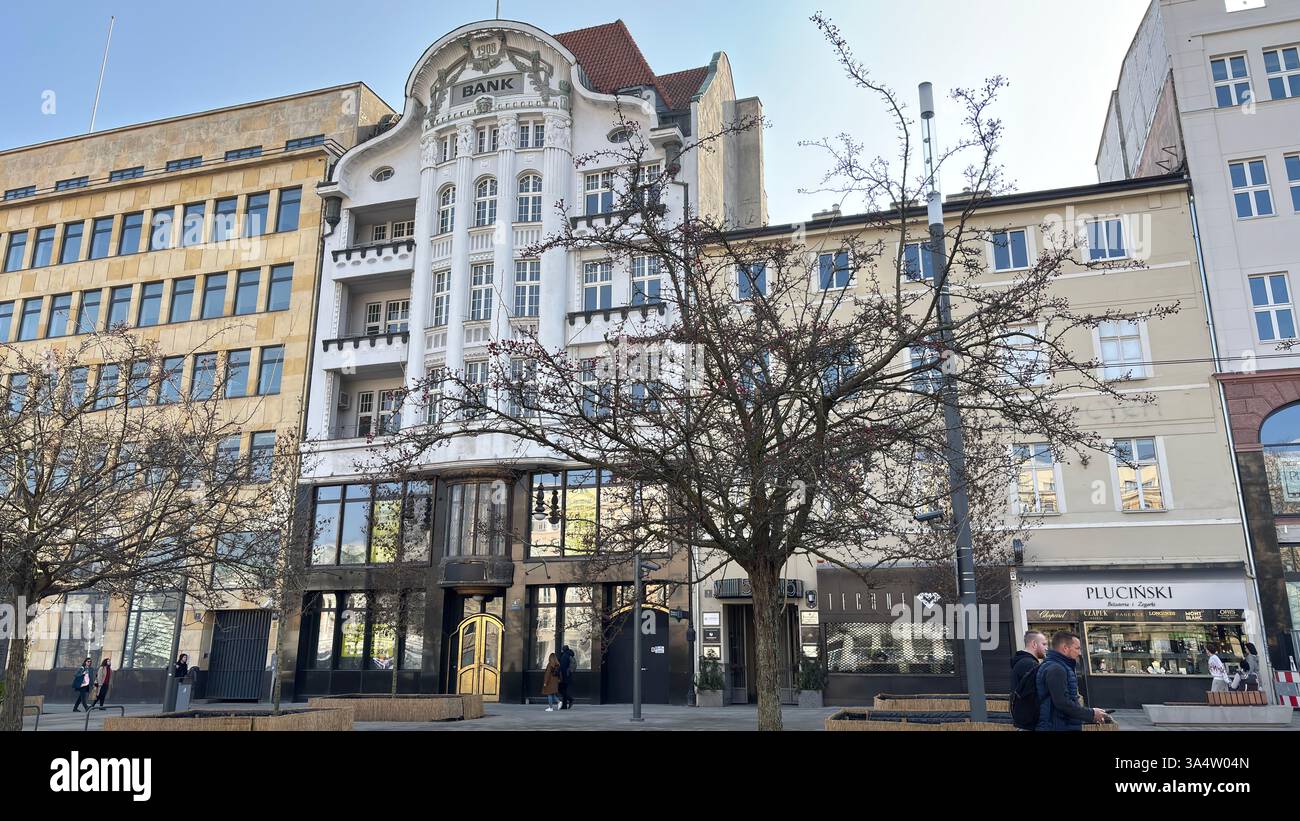 Beautiful old buildings in the Polish city of Poznan. Tourist destination location famous old buildings in Polski city centre Poznań - Smartphone Captured Stock Image