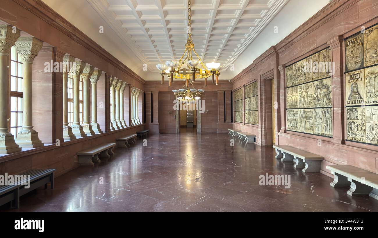 Interior view of the Imperial Palace Castle in Poznan. Tourist destination location famous old buildings in Polish city centre - Smartphone Captured Stock Image