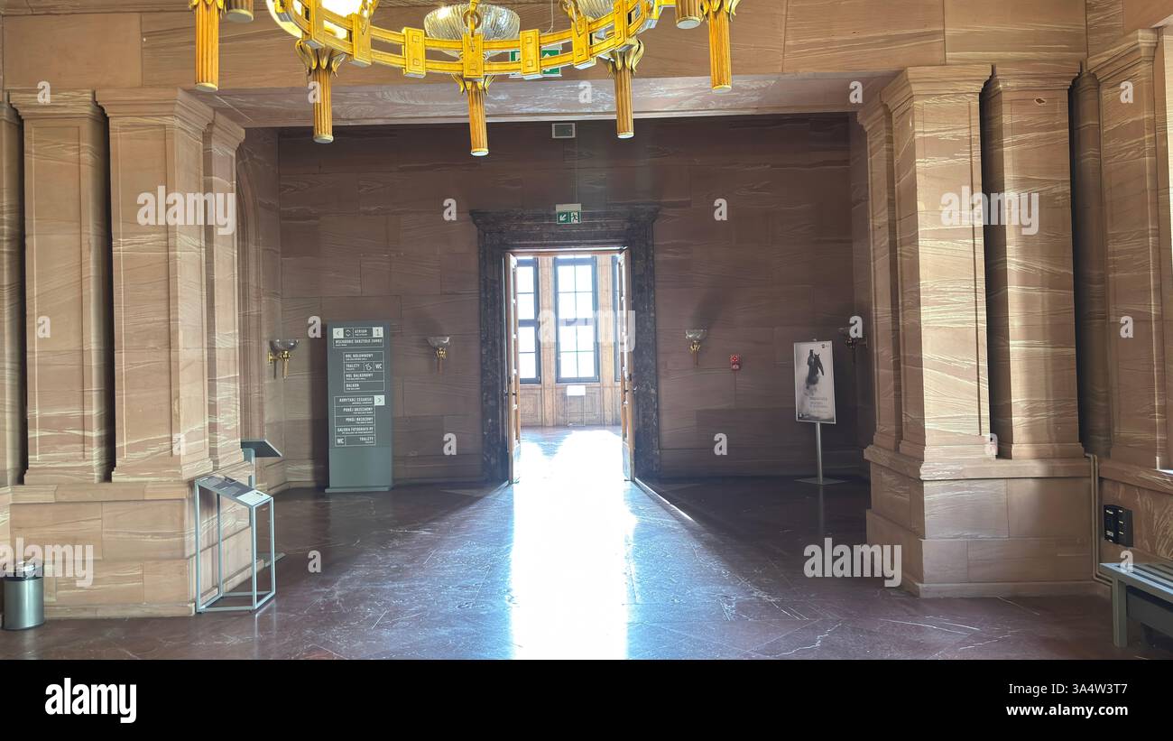 Interior view of the Imperial Palace Castle in Poznan. Tourist destination location famous old buildings in Polish city centre - Smartphone Captured Stock Image