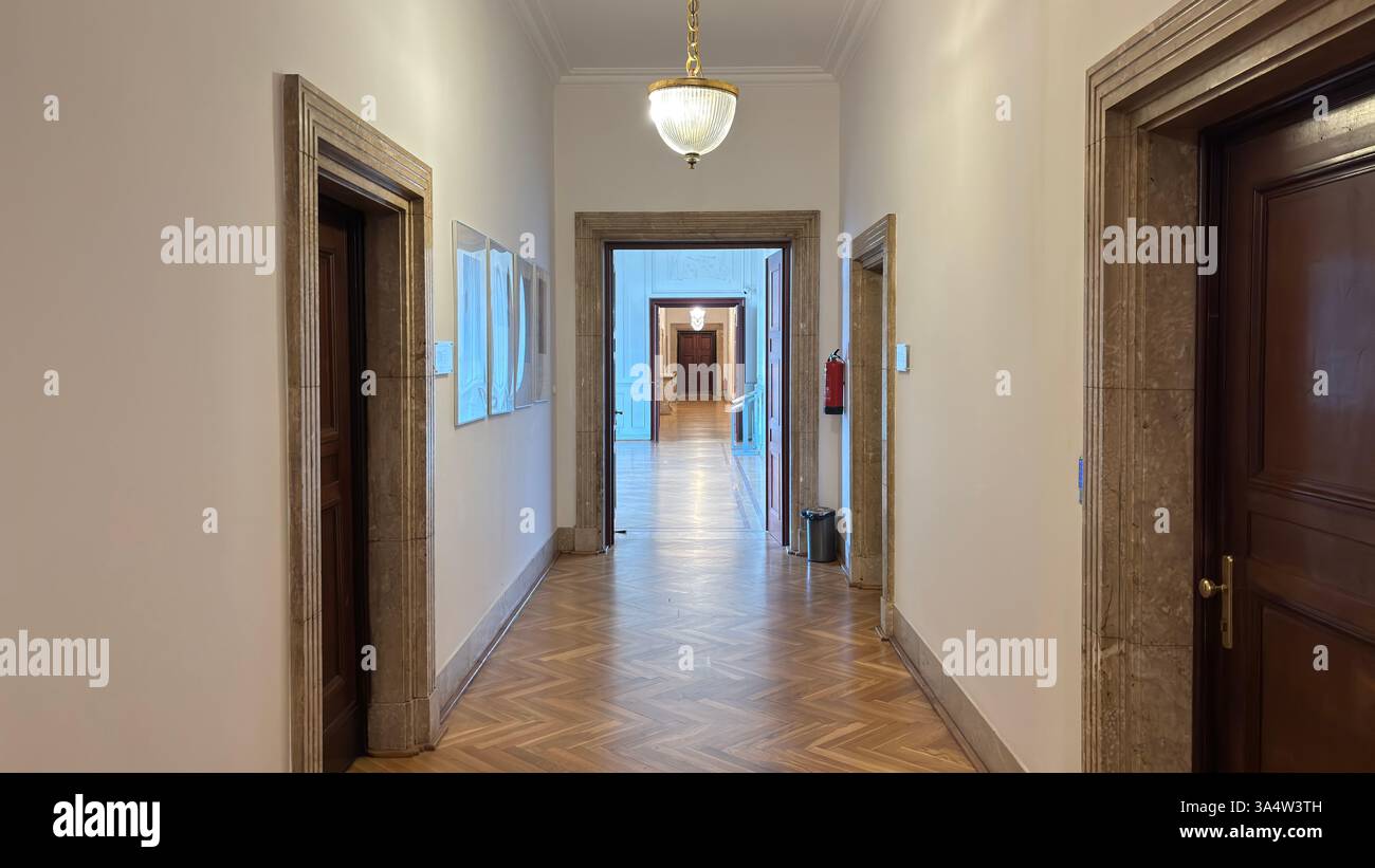 Interior view of the Imperial Palace Castle in Poznan. Tourist destination location famous old buildings in Polish city centre - Smartphone Captured Stock Image