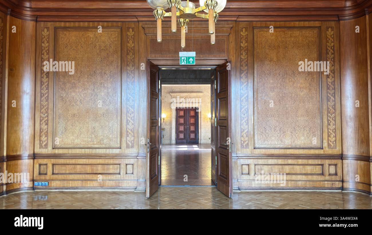 Interior view of the Imperial Palace Castle in Poznan. Tourist destination location famous old buildings in Polish city centre - Smartphone Captured Stock Image