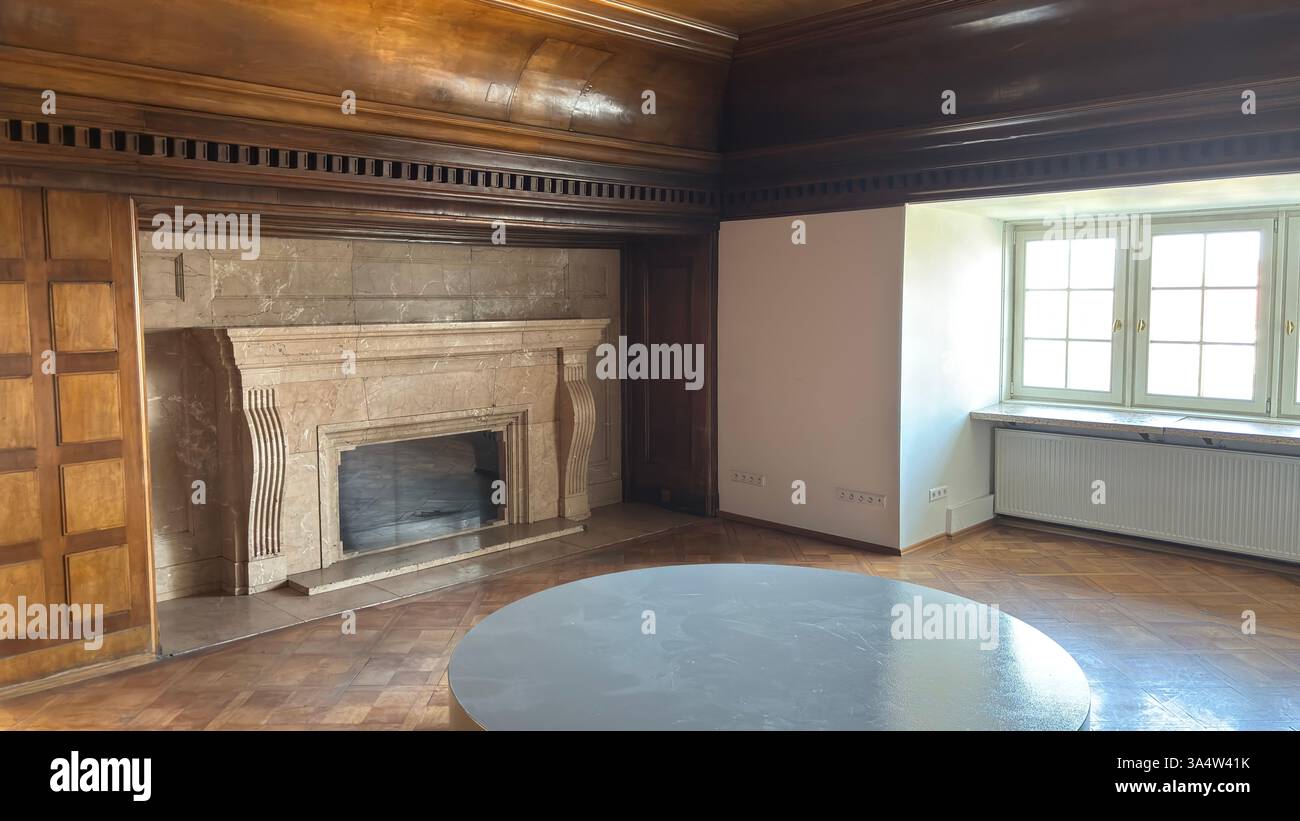 Interior view of the Imperial Palace Castle in Poznan. Tourist destination location famous old buildings in Polish city centre - Smartphone Captured Stock Image