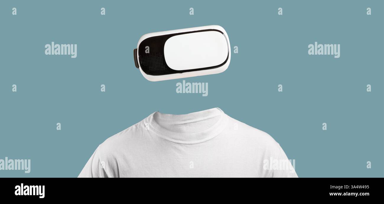 Immersive virtual reality experience with modern technology and gadgets Stock Photo