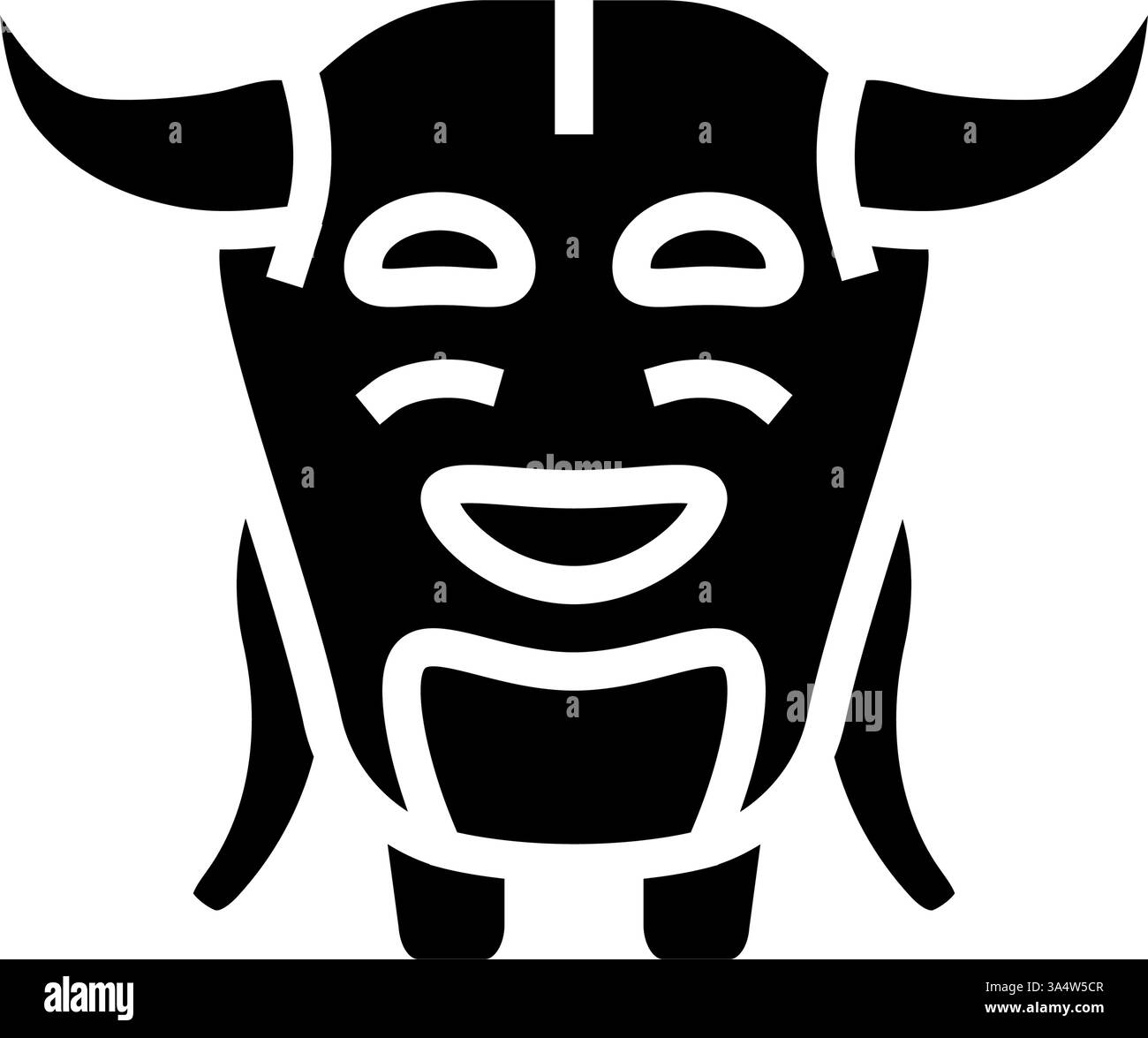 small horns cute monster glyph icon vector illustration Stock Vector ...
