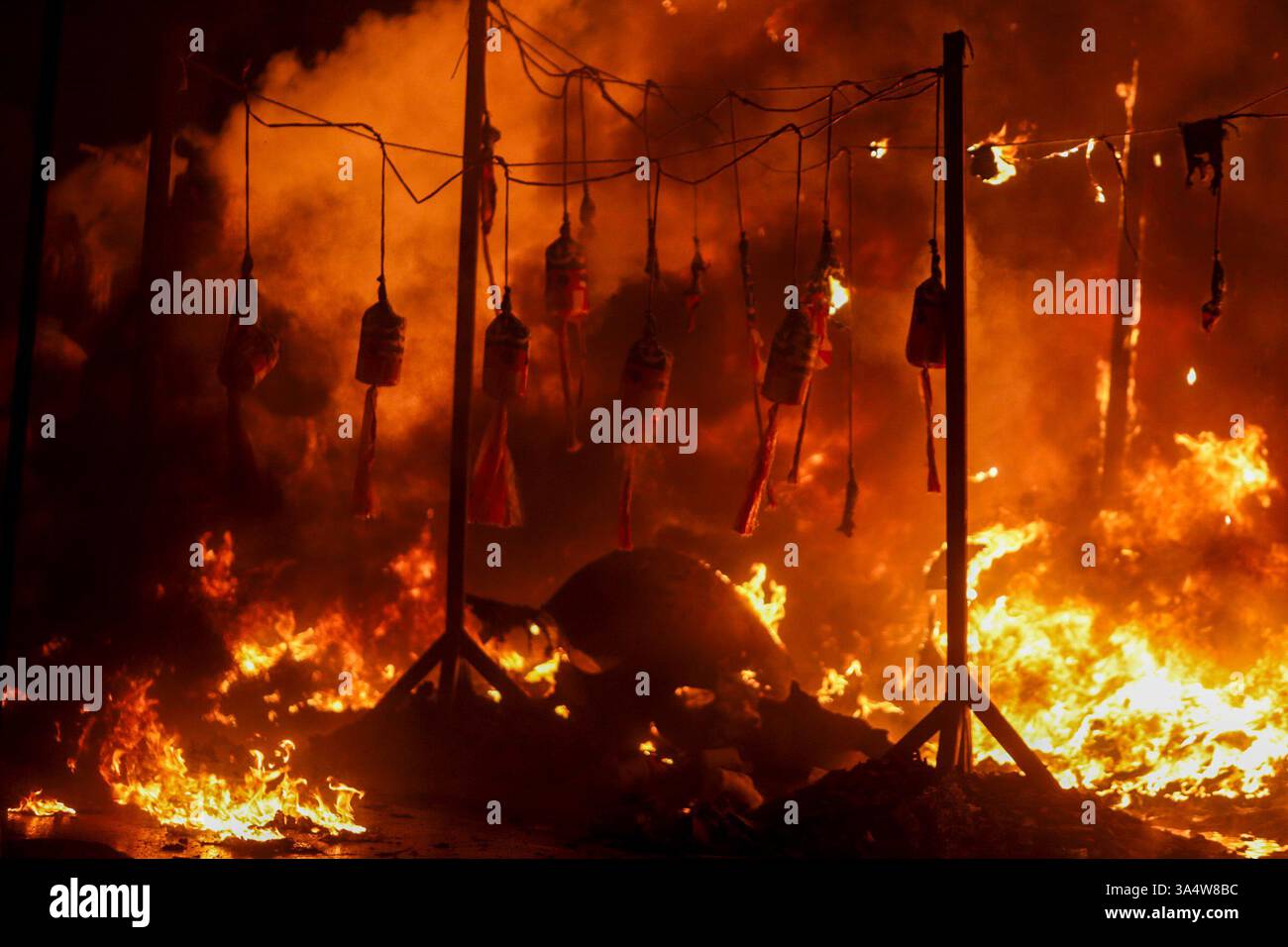 Valencia, Spain, March 19, 2025. The *Cremà* of the municipal *Falla ...