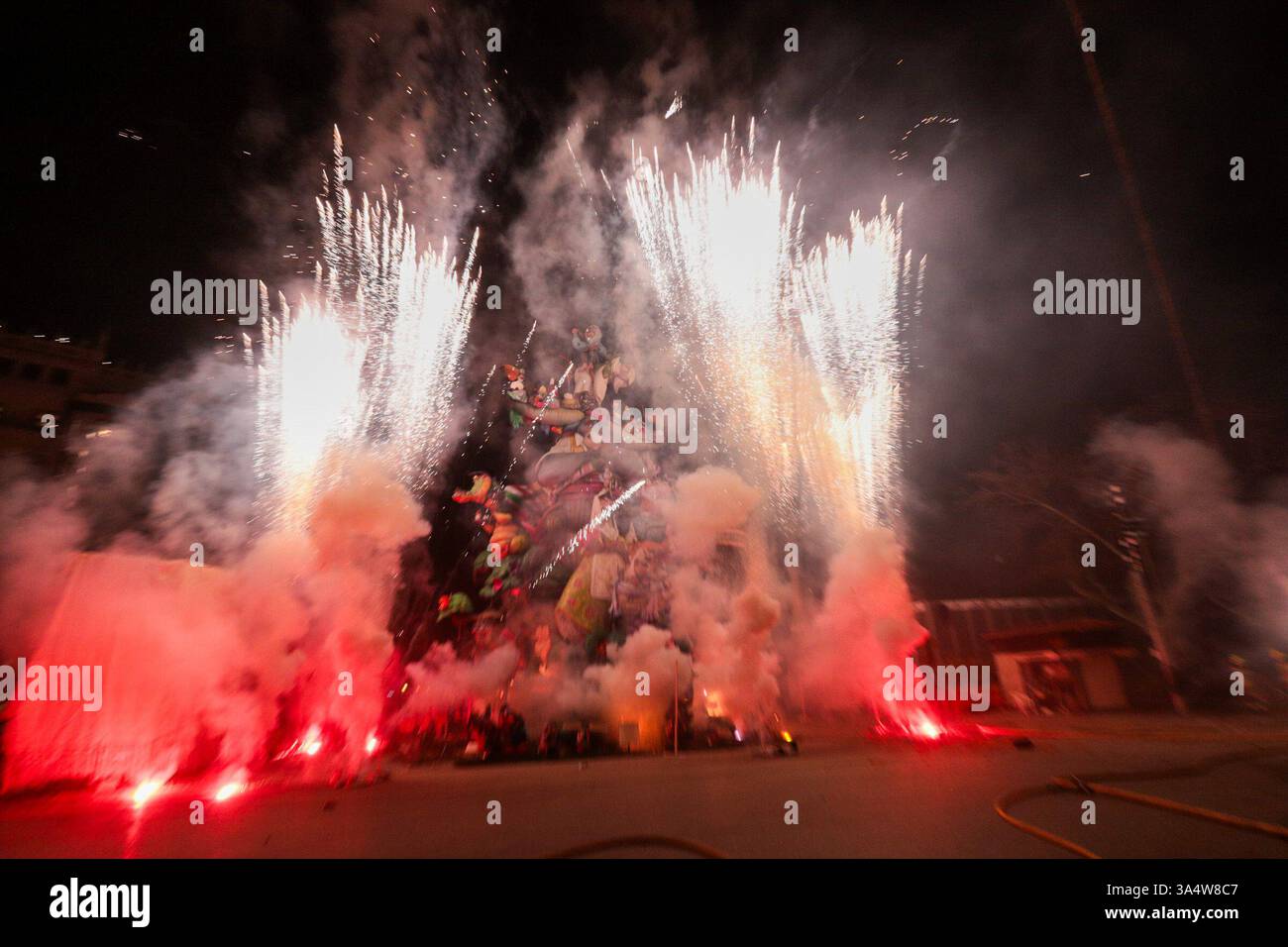 Valencia, Spain, March 19, 2025. The *Cremà* of the municipal *Falla ...