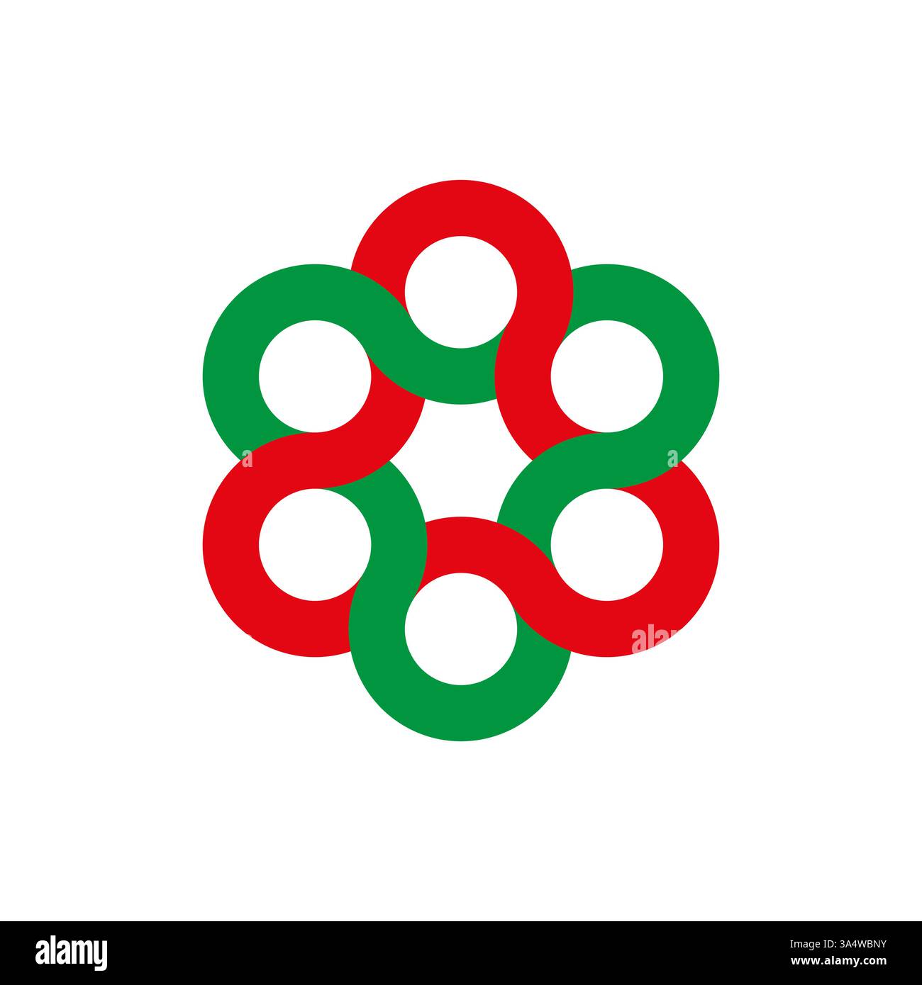 Interwoven rings icon. Abstract circular pattern. Geometric infinity shape. Vector ornament. Stock Vector