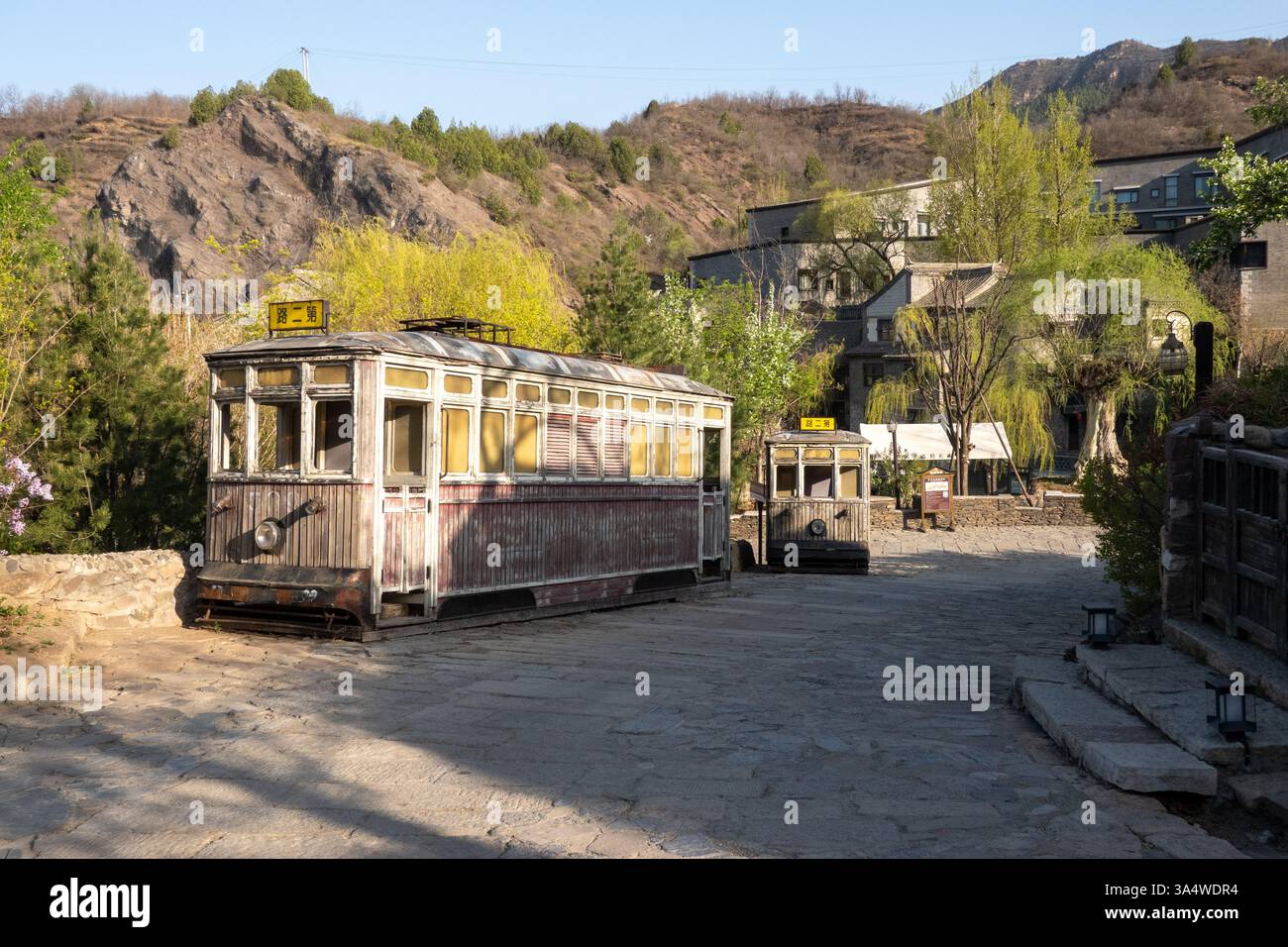 The Gubei Water Town, north of Beijing, is nestled at the foot of the Simatai Great Wall. Stock Photo