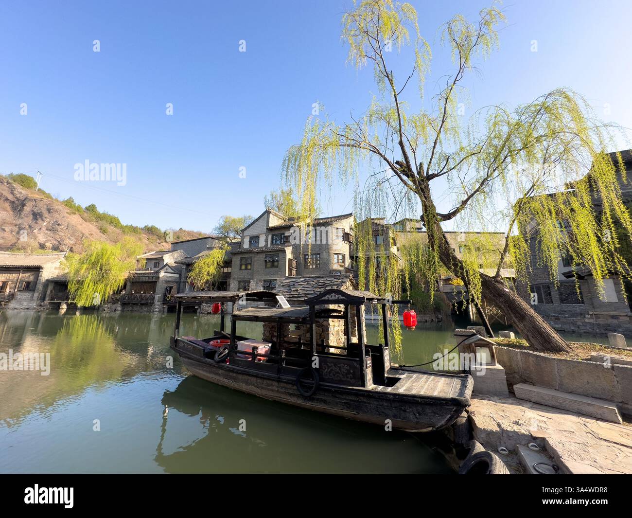 The Gubei Water Town, north of Beijing, is nestled at the foot of the Simatai Great Wall. Stock Photo