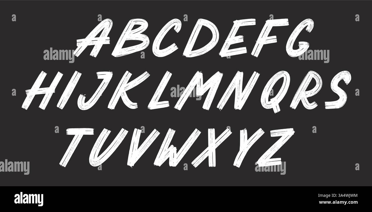 Brush font letter alphabet. Hand drawn typography chalk paint font ...