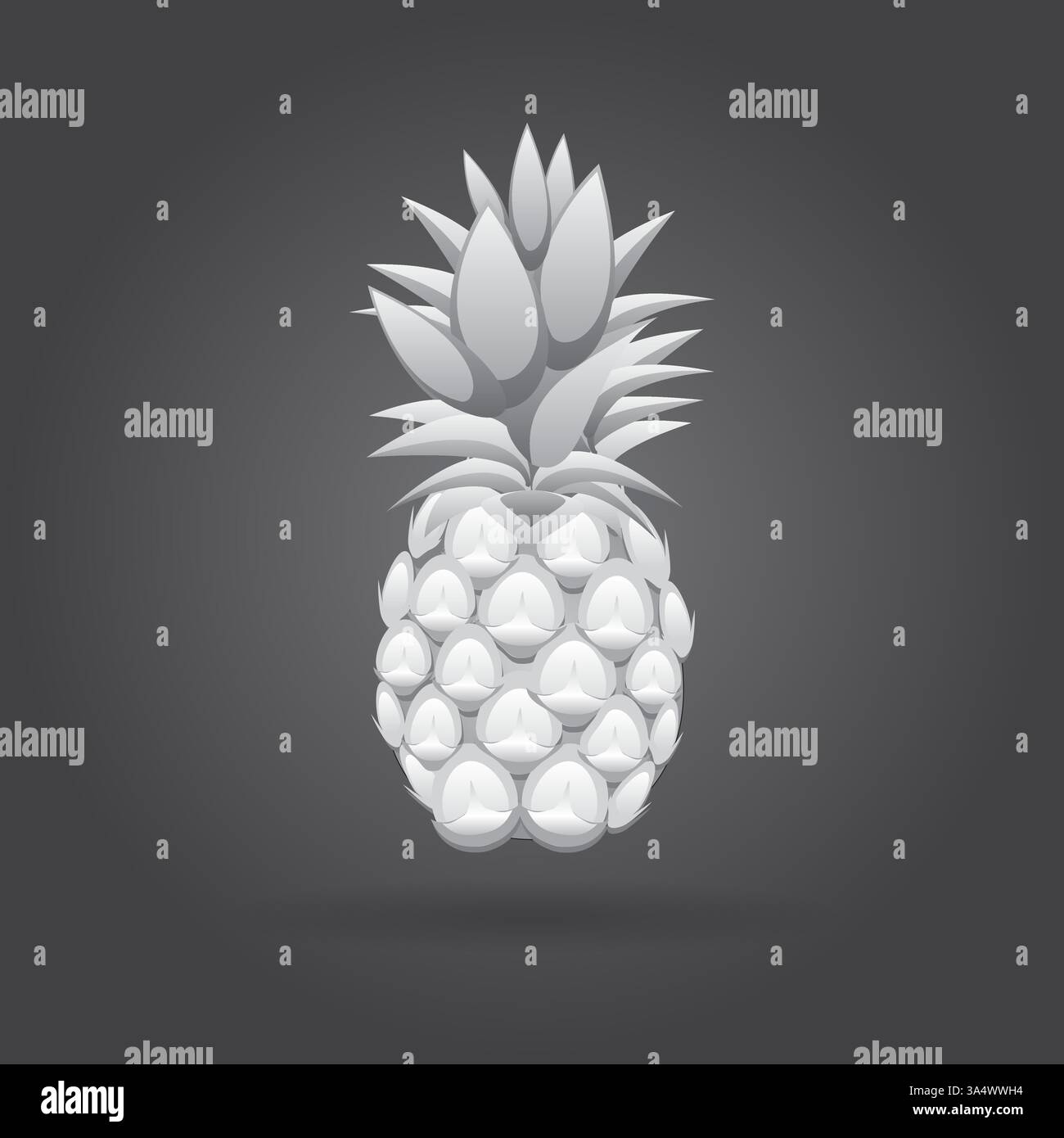 3d grey Pineapples fruit contour abstract seamless pattern on grey background wallpaper Stock Vector