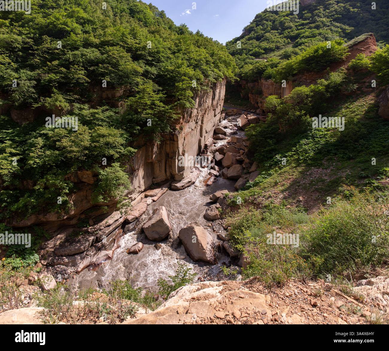 Guba Rivers The big Gudialchay river in a beautiful canyon. City of Guba ...