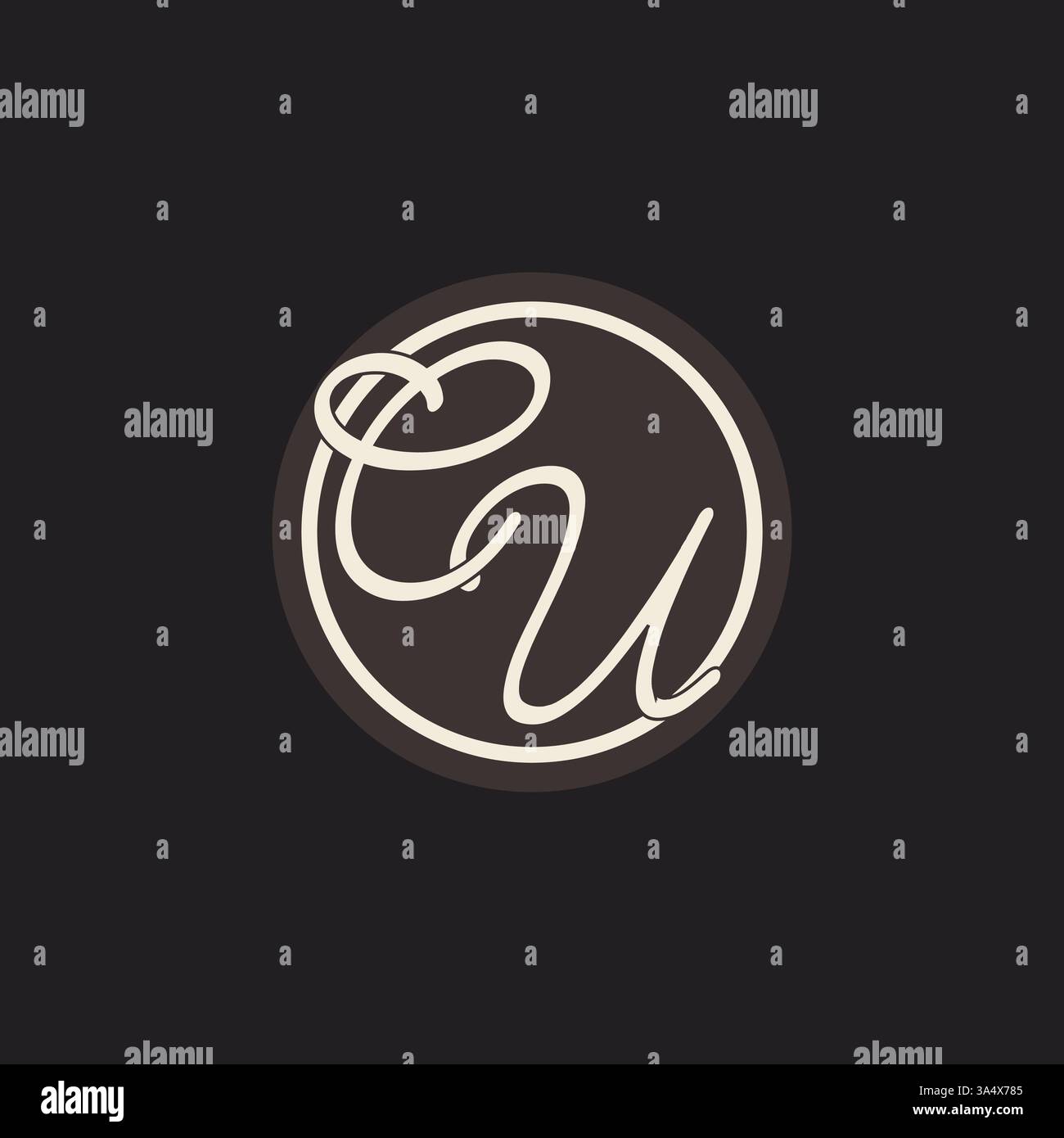 Initial letter CU monogram logo with simple and creative cirle line design ideas vector graphic Stock Vector