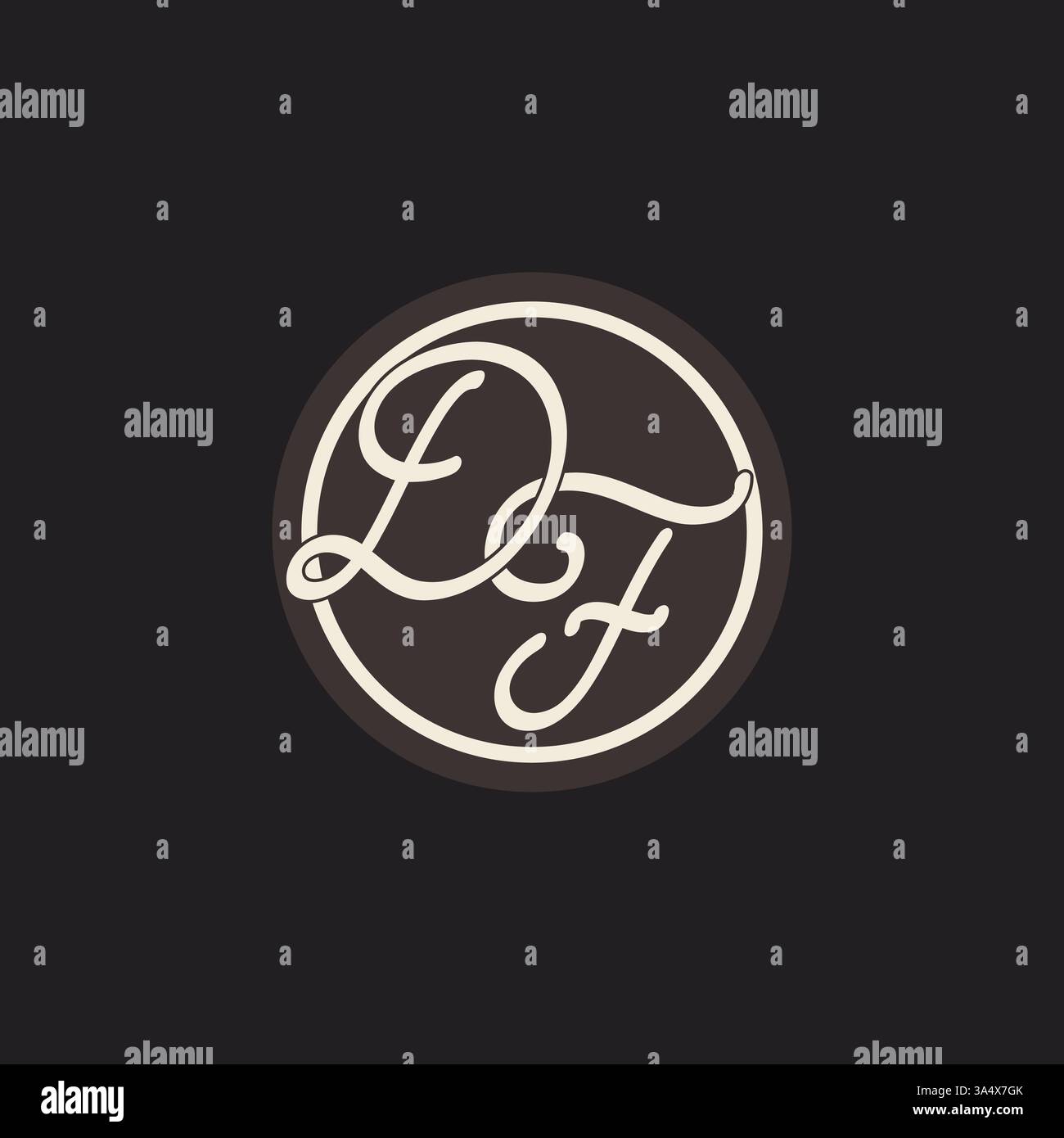 Initial letter DF monogram logo with simple and creative cirle line design ideas vector graphic Stock Vector